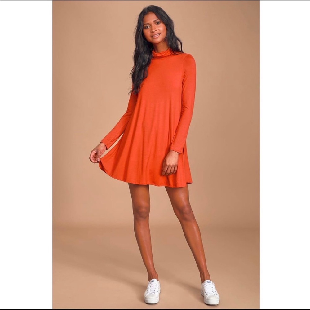 NWT Lulu’s Orange Swing Dress Size M